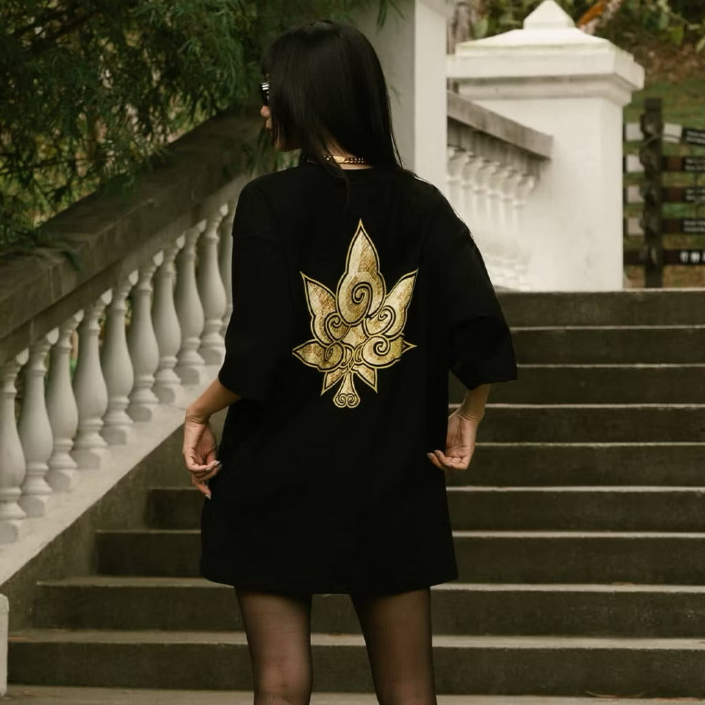 STONED & CO GOLDEN JADE GENETIC MAPLE TEE BLACK