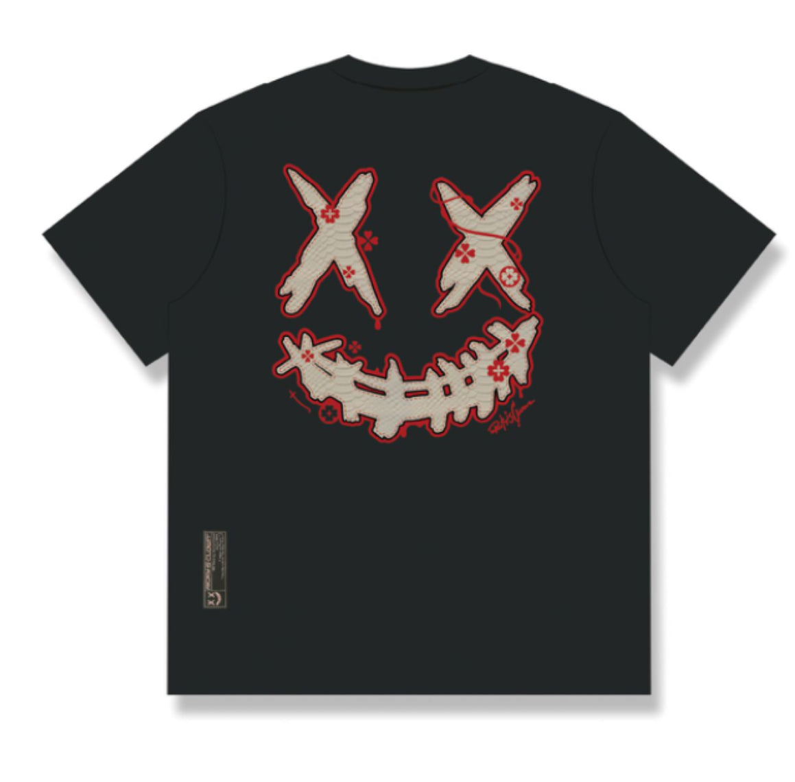 RICKYISCLOWN WHITE/RED SNAKE SKIN BLACK T SHIRT