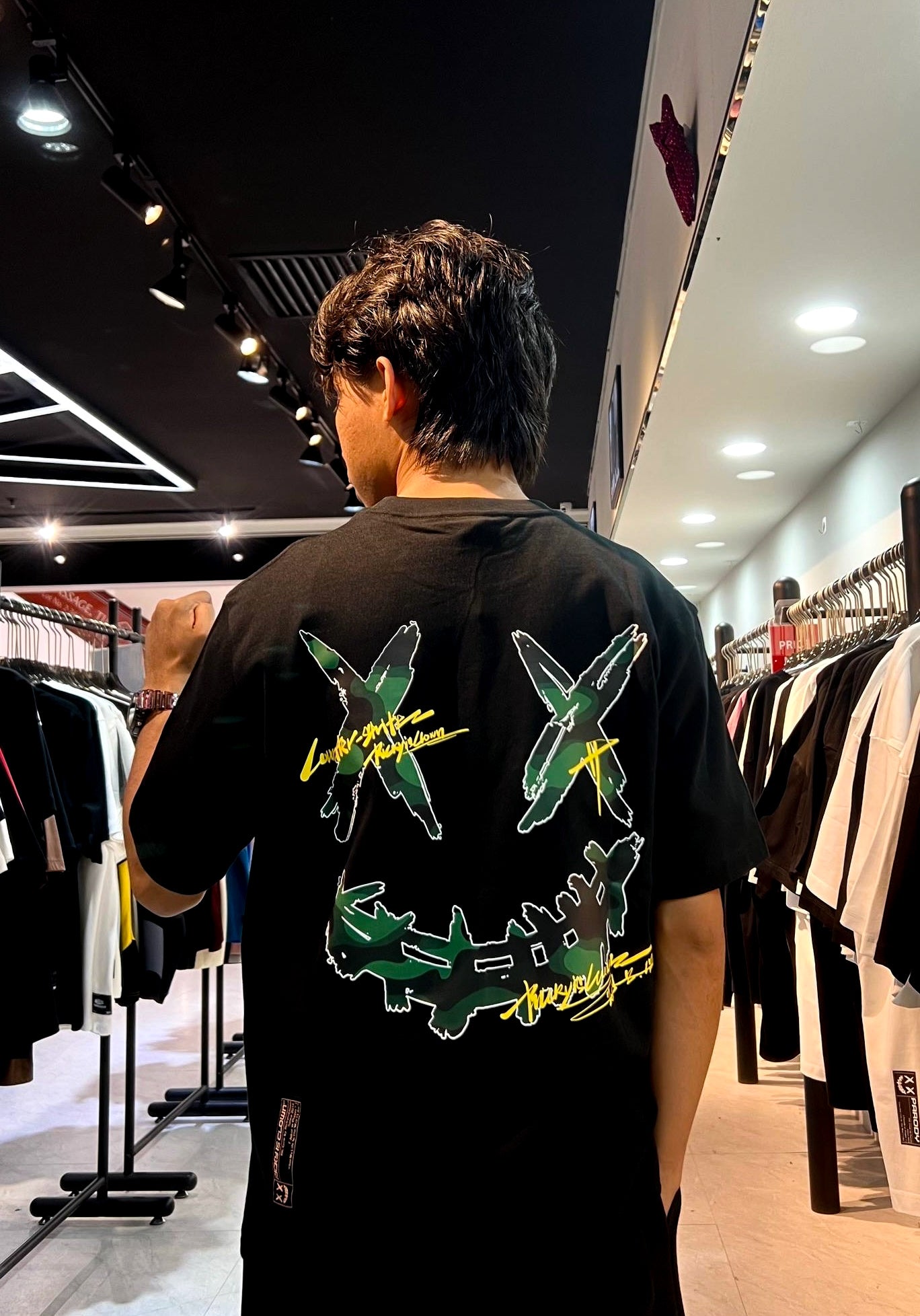 RICKYISCLOWN GREEN CAMO BLACK TEE