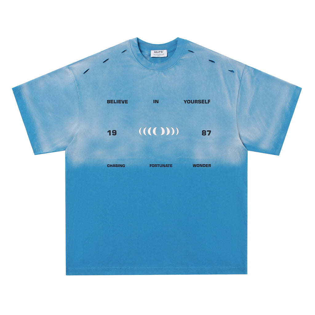 BELIEVE YOURSELF BLUE WASHED T SHIRT (PRE-ORDER)