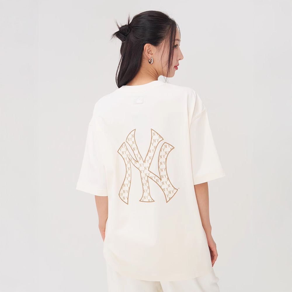 MLB Printed White Monogram Tee Cream