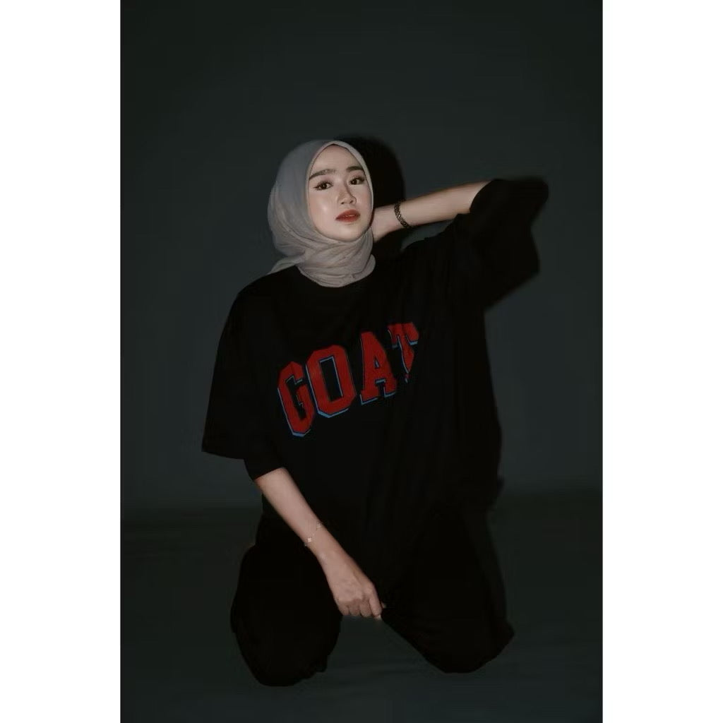 GOAT CLASSIC VARSITY RED LOGO BLACK T SHIRT