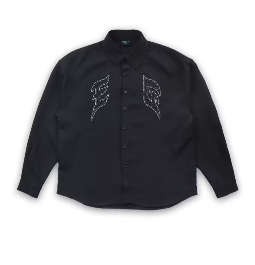 EGLAF EG Silver Rivet Long Sleeve Shirt Black