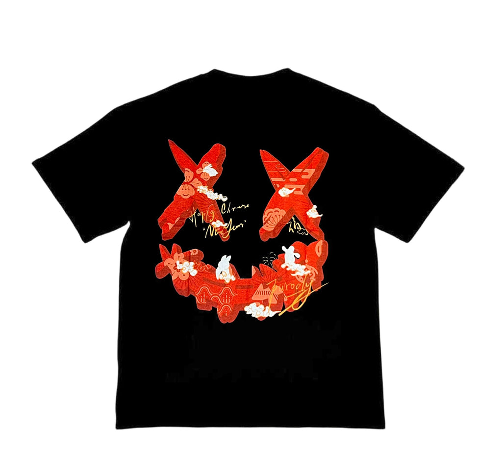 PARODY SMILEY FACE DESIGN 009 BLACK T SHIRT