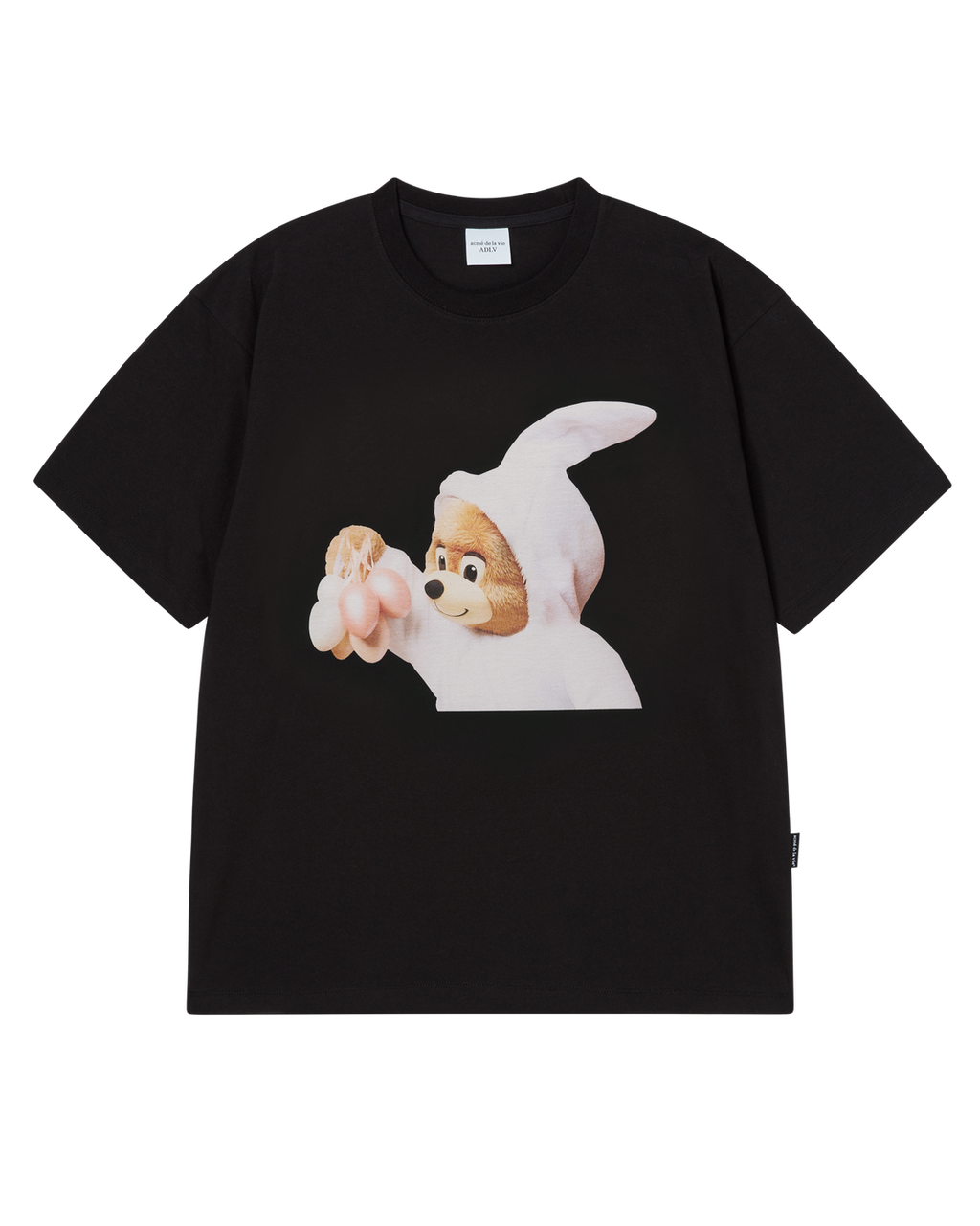 ADLV BEAR BABY BUNNY FACE BLACK TEE