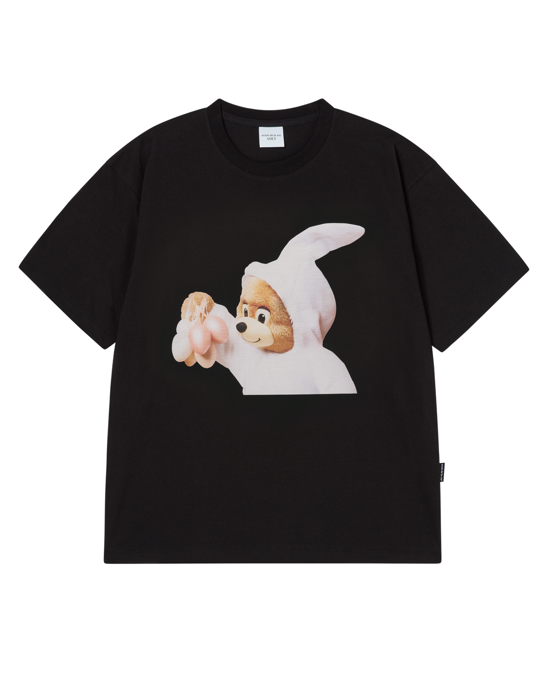 ADLV BEAR BABY BUNNY FACE BLACK TEE