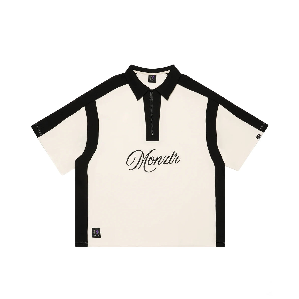 MONZTR MONO ZIP TEE BLACK WHITE