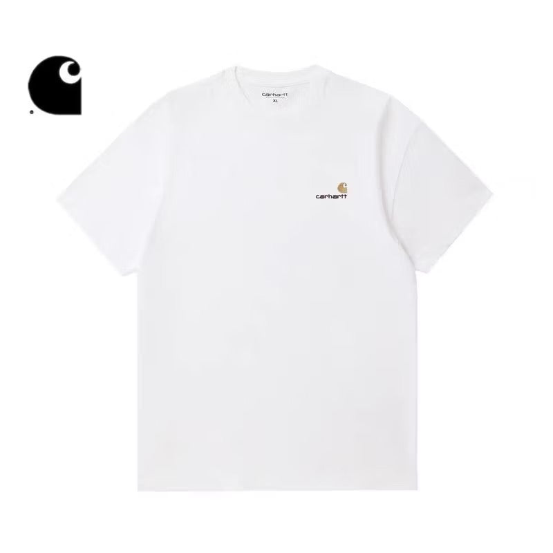 CARHARTT WIP EMBROIDERED LOGO WHITE TEE SHIRT