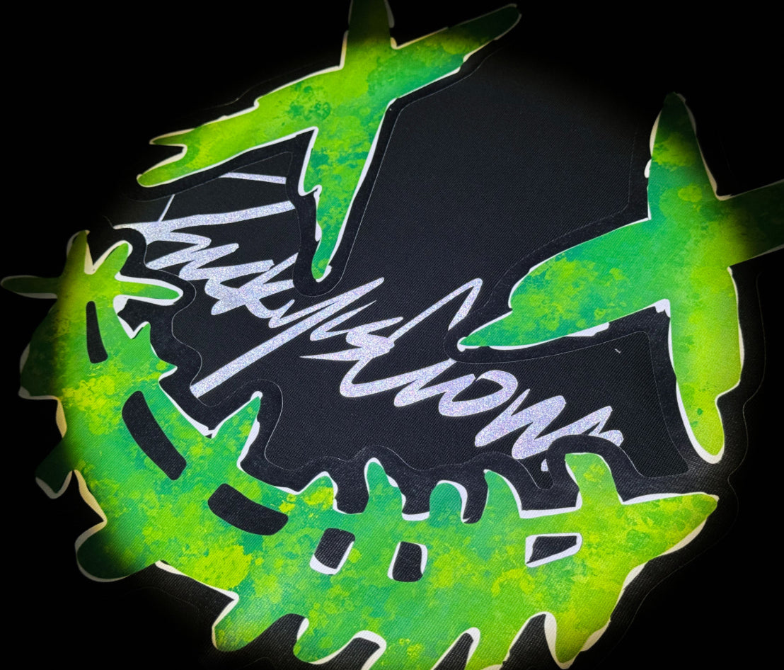 RICKYISCLOWN GREEN PRINTED LOGO + REFLECTIVE BLACK T SHIRT