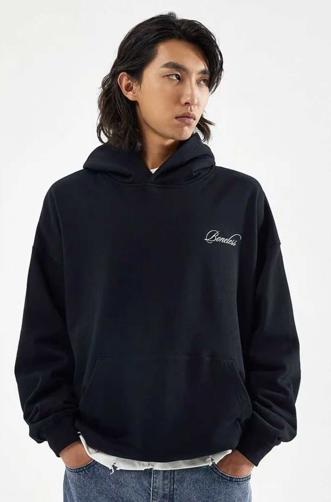 BONELESS GEOGRAPHIC HOODIE BLACK