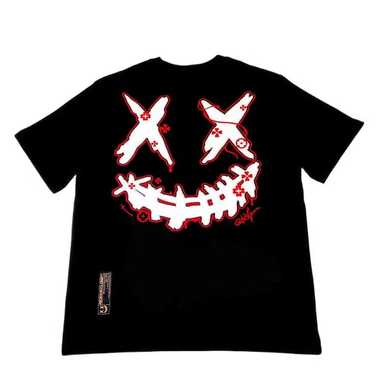 RICKYISCLOWN MAMBA SNAKE SKIN FLOWER BLACK TEE