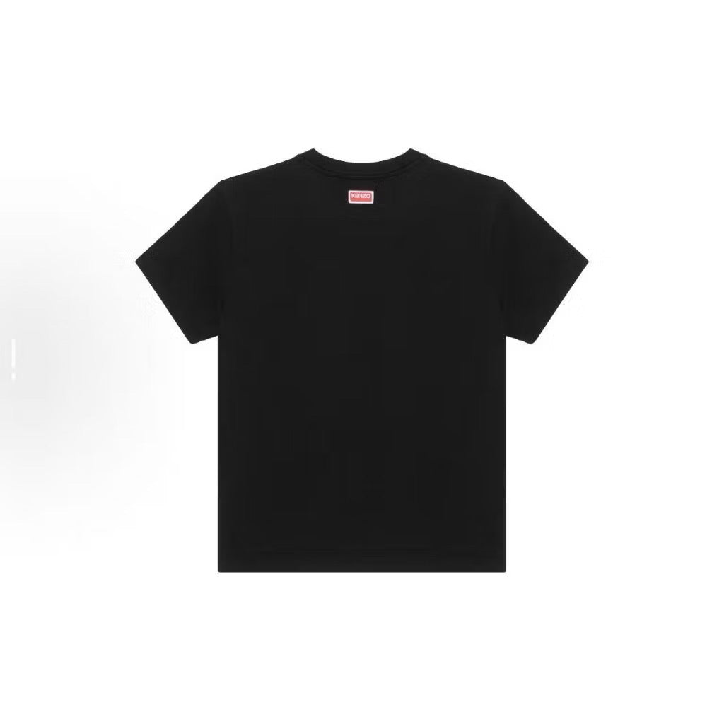 KENZO PRINTED ELEPHANT FRONT LOGO BLACK T SHIRT (OS) OVERSIZED