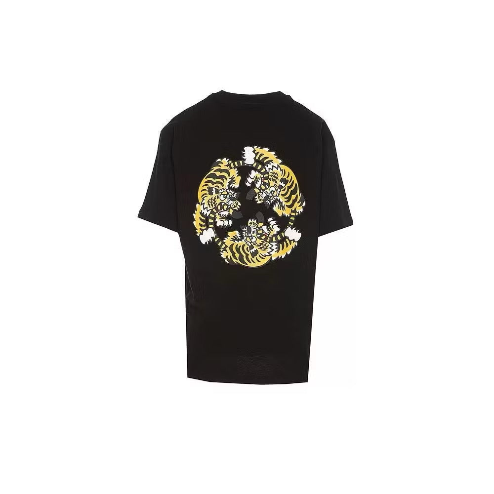 KENZO VERDY MARKET PRINTED MULTI TIGER LOGO BLACK T SHIRT (OS) OVERSIZED