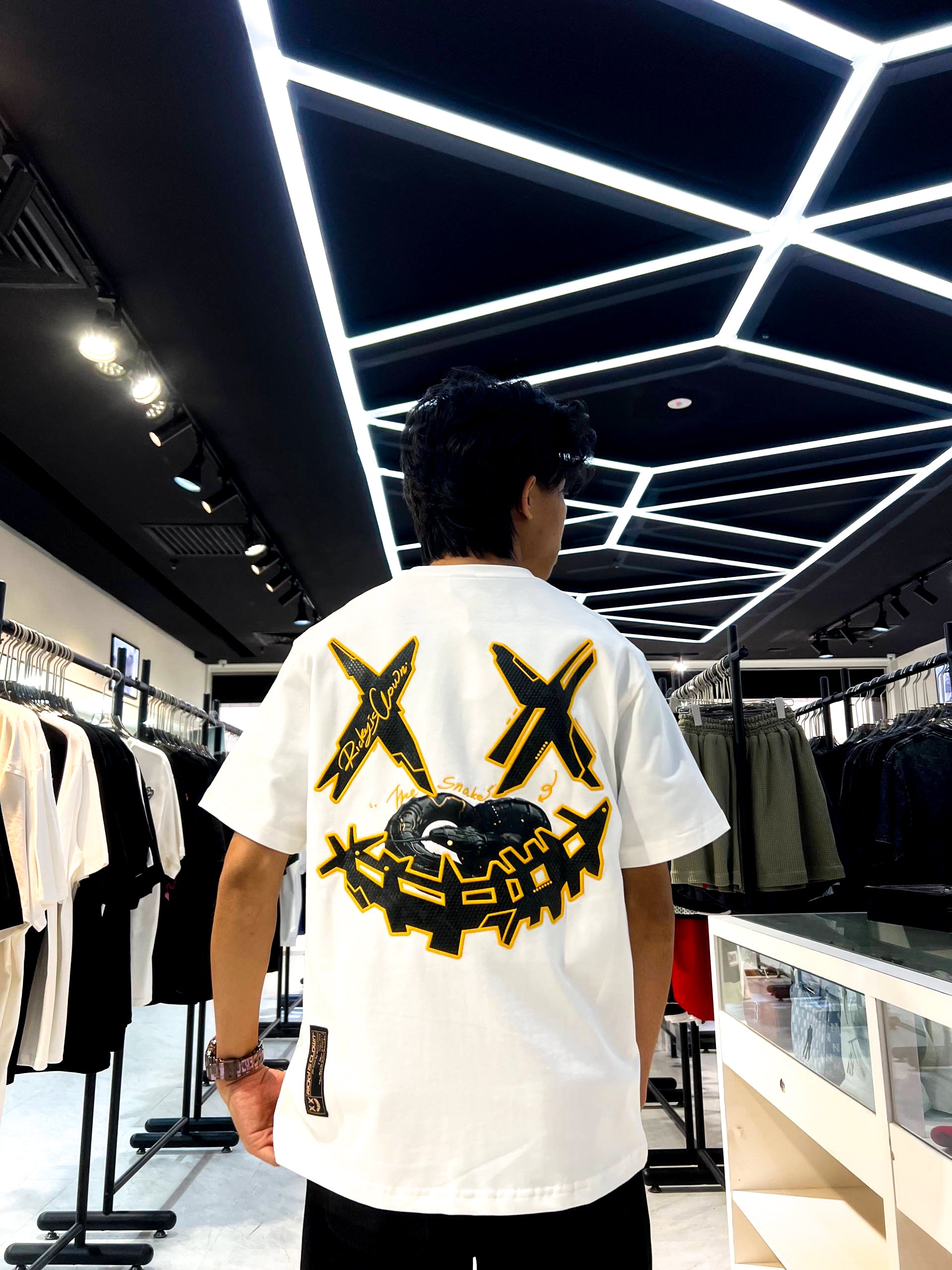 RICKYISCLOWN YELLOW MECH MAMBA WHITE TEE