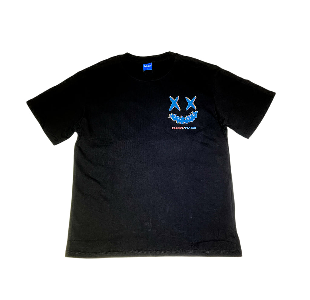 PARODY SMILEY FACE DESIGN 023 BLACK T SHIRT