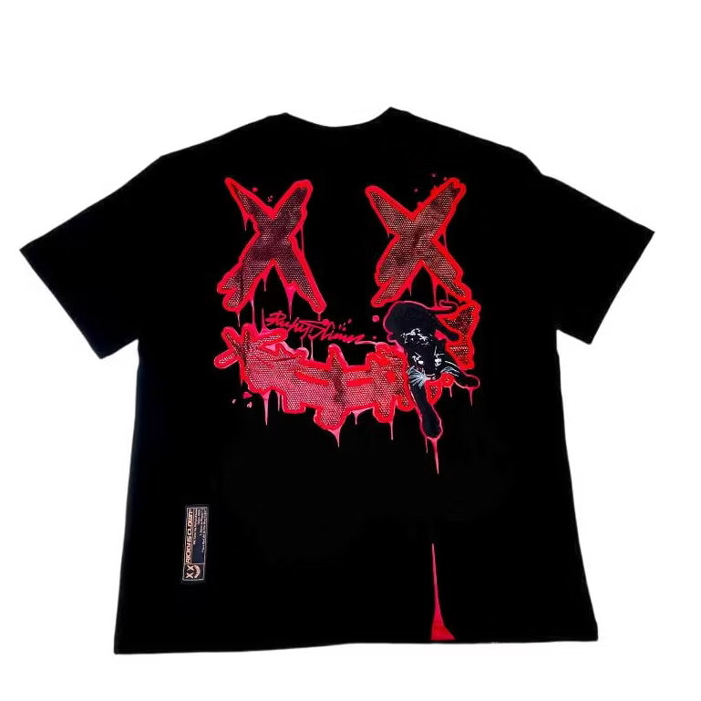 RICKYISCLOWN BLACK PAW RED LOGO T SHIRT