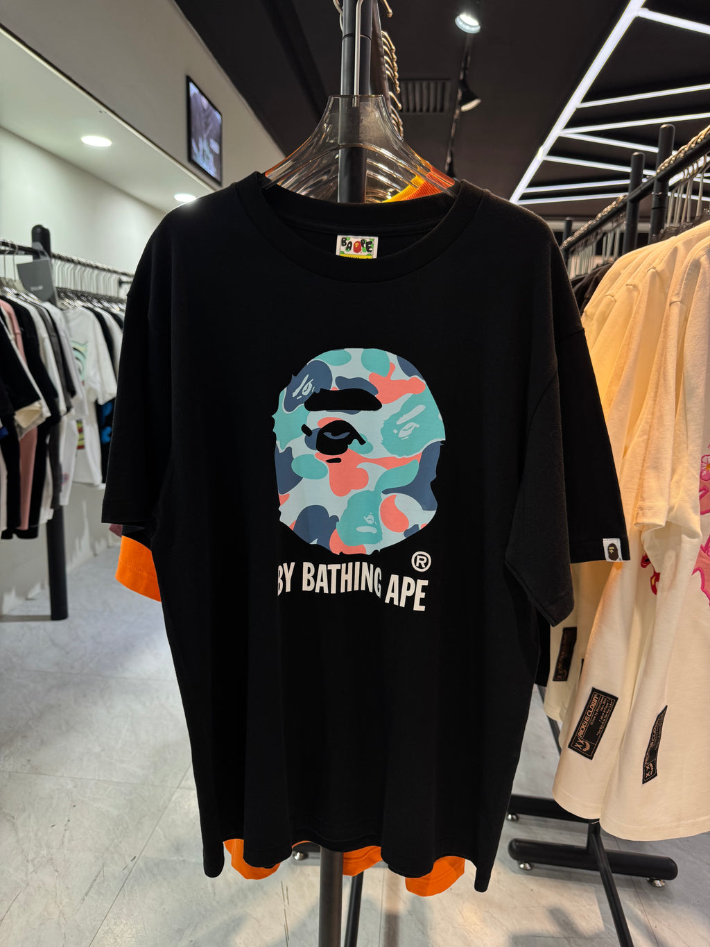 BAPE Color Camo Big Ape Head Tee in Black/Pink