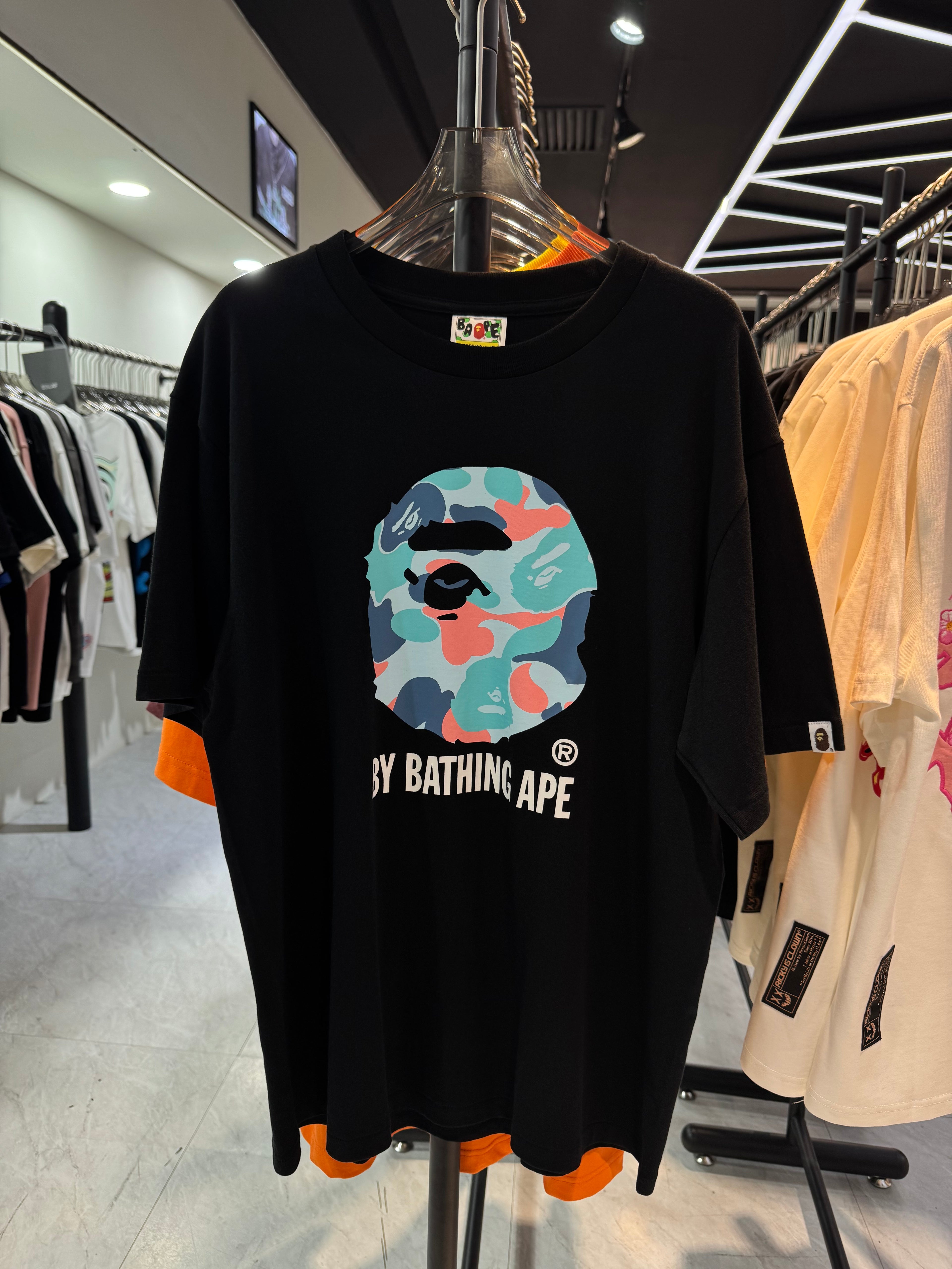 BAPE Color Camo Big Ape Head Tee in Black/Pink