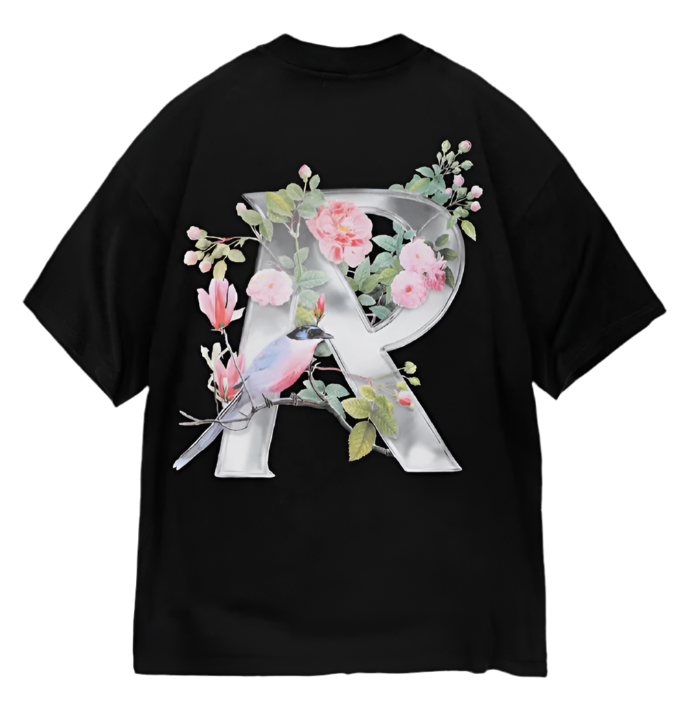 REPRESENT BLACK FLORAL R TEE