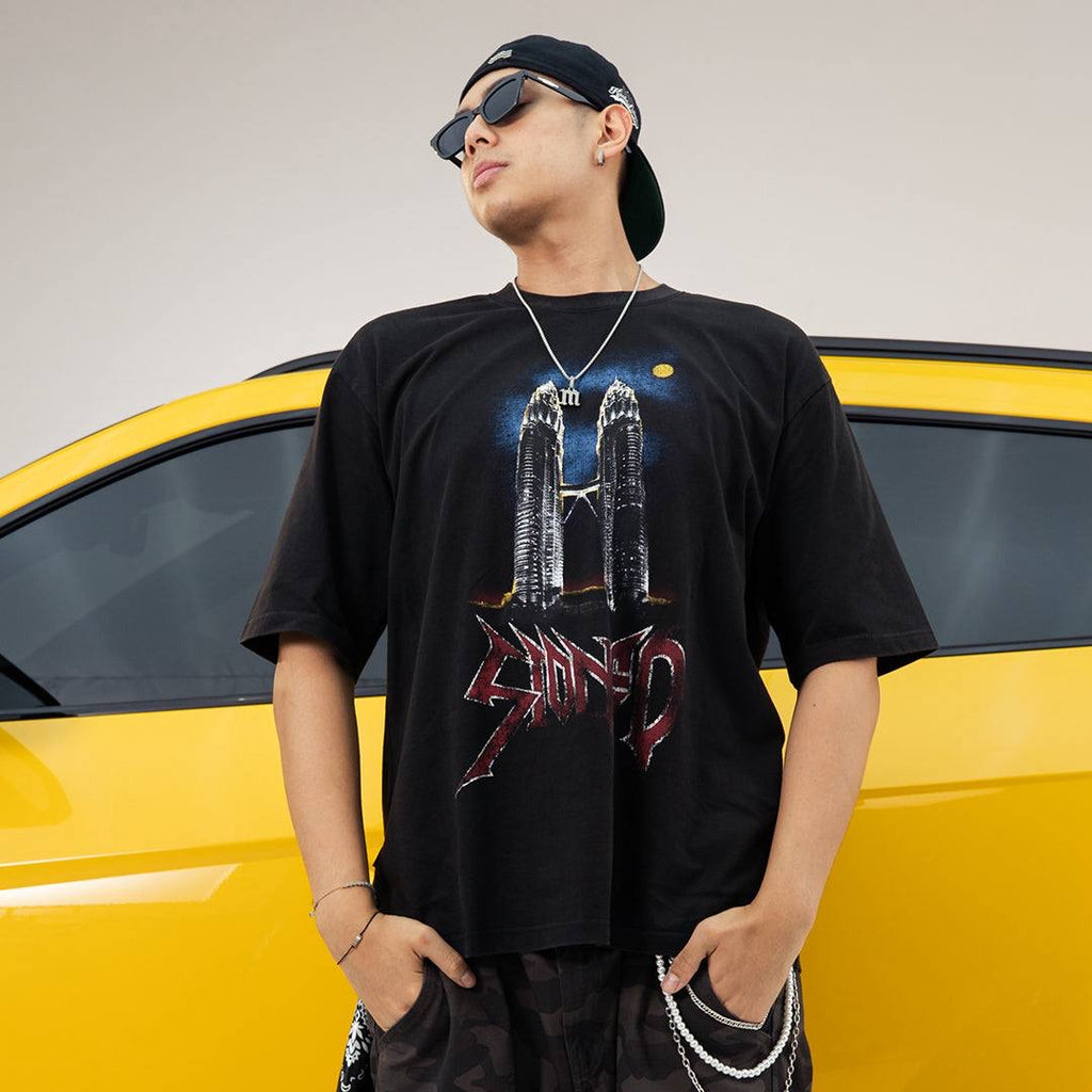 Stoned & Co Twin Tower Washed Tee Black