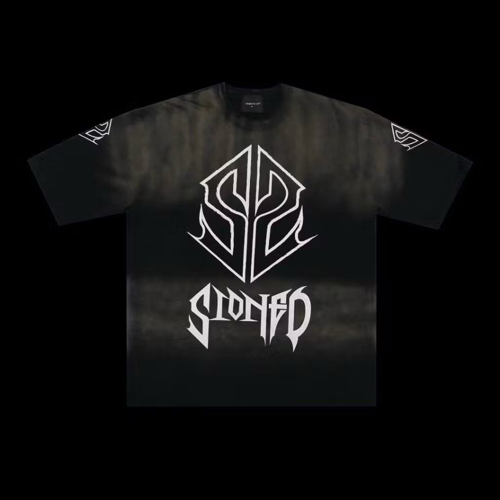 STONED WBB25: SS METAL TEE WASHED BLACK