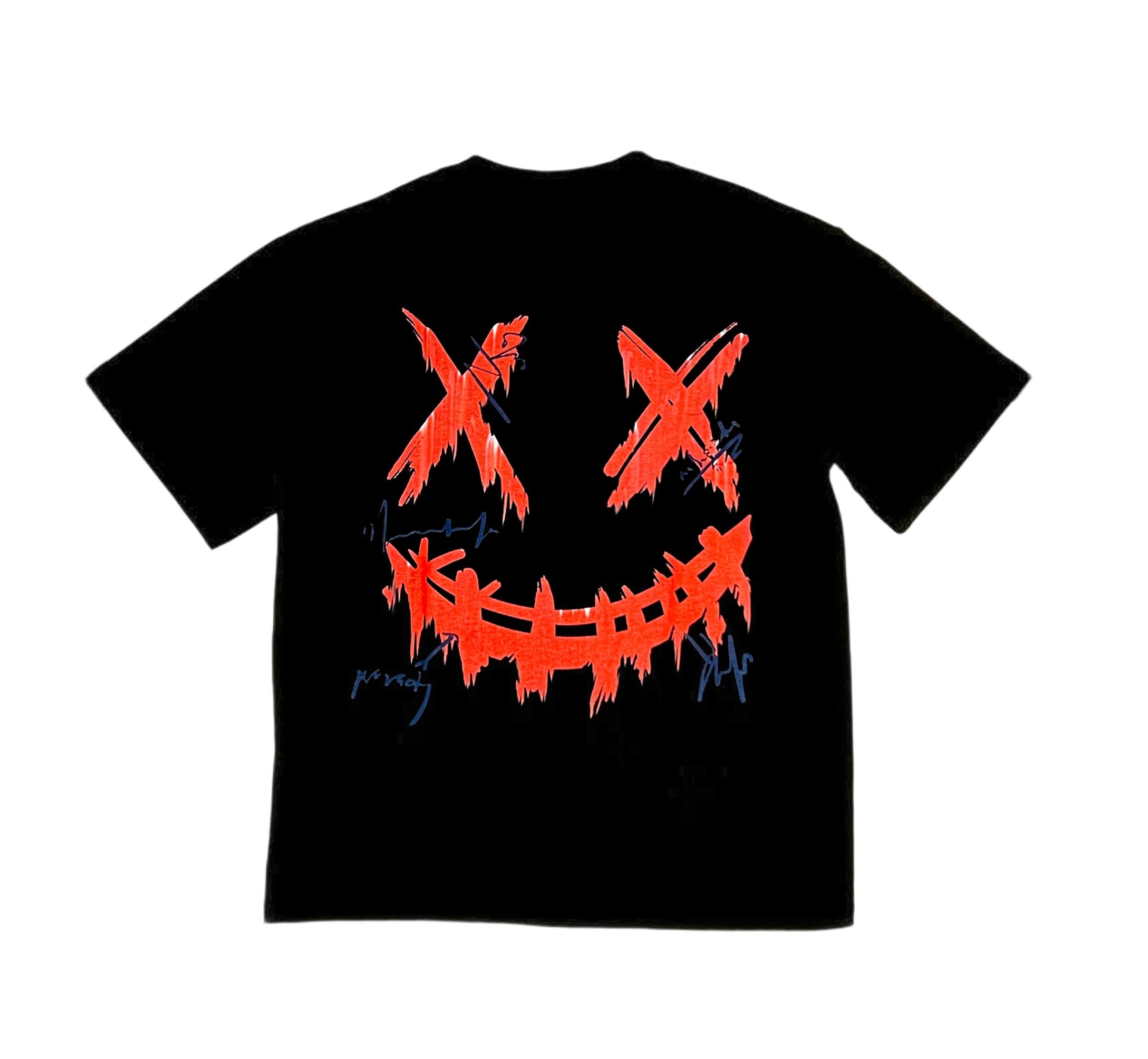 PARODY SMILEY FACE DESIGN 010 BLACK T SHIRT VER 1