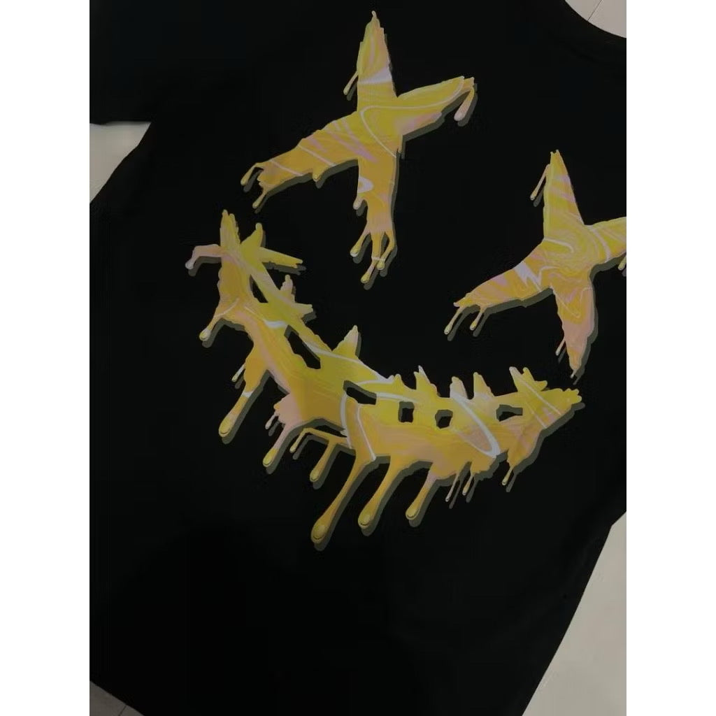 RICKYISCLOWN YELLOW LIQUID BLACK T SHIRT