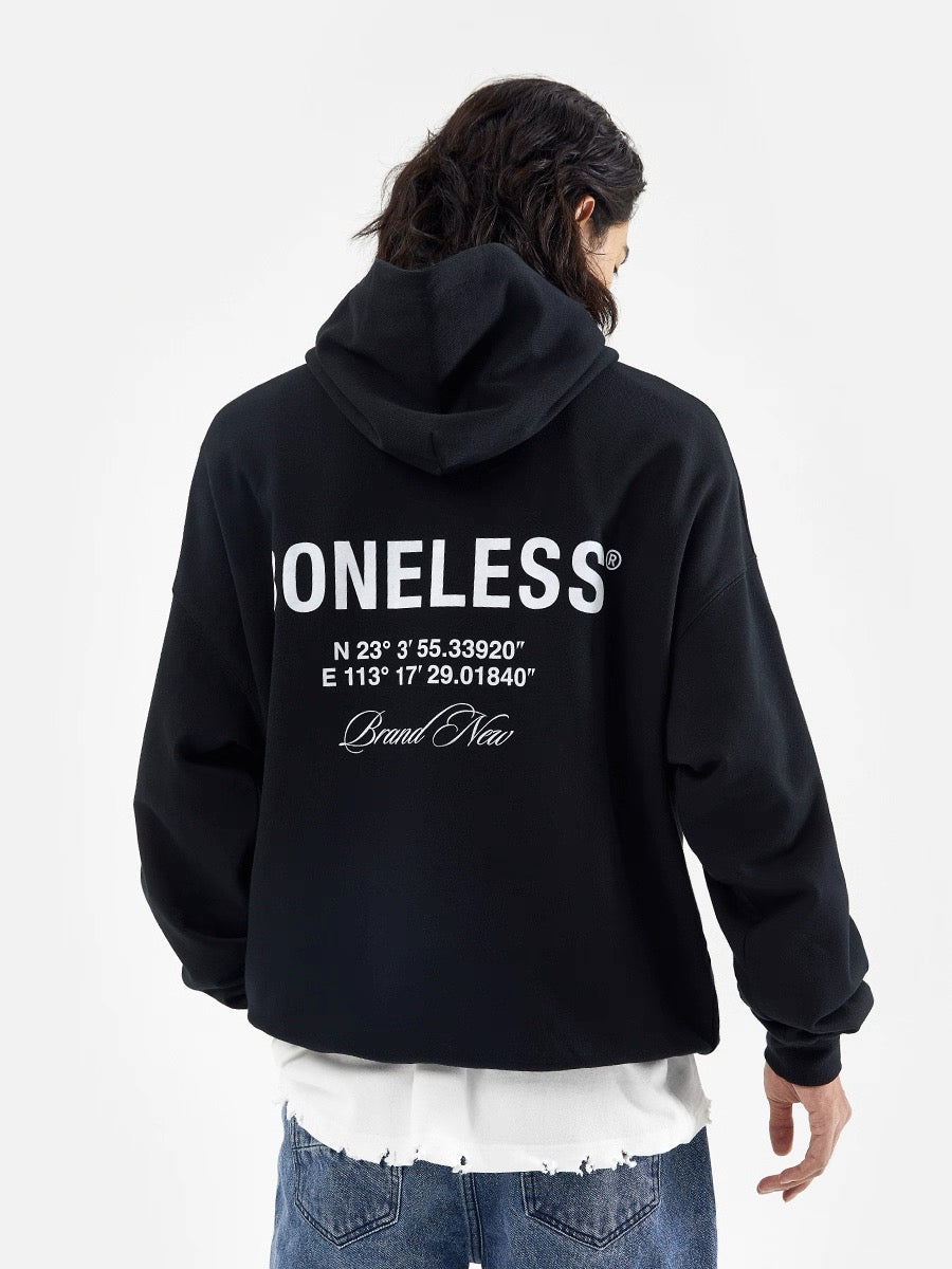 BONELESS GEOGRAPHIC HOODIE BLACK