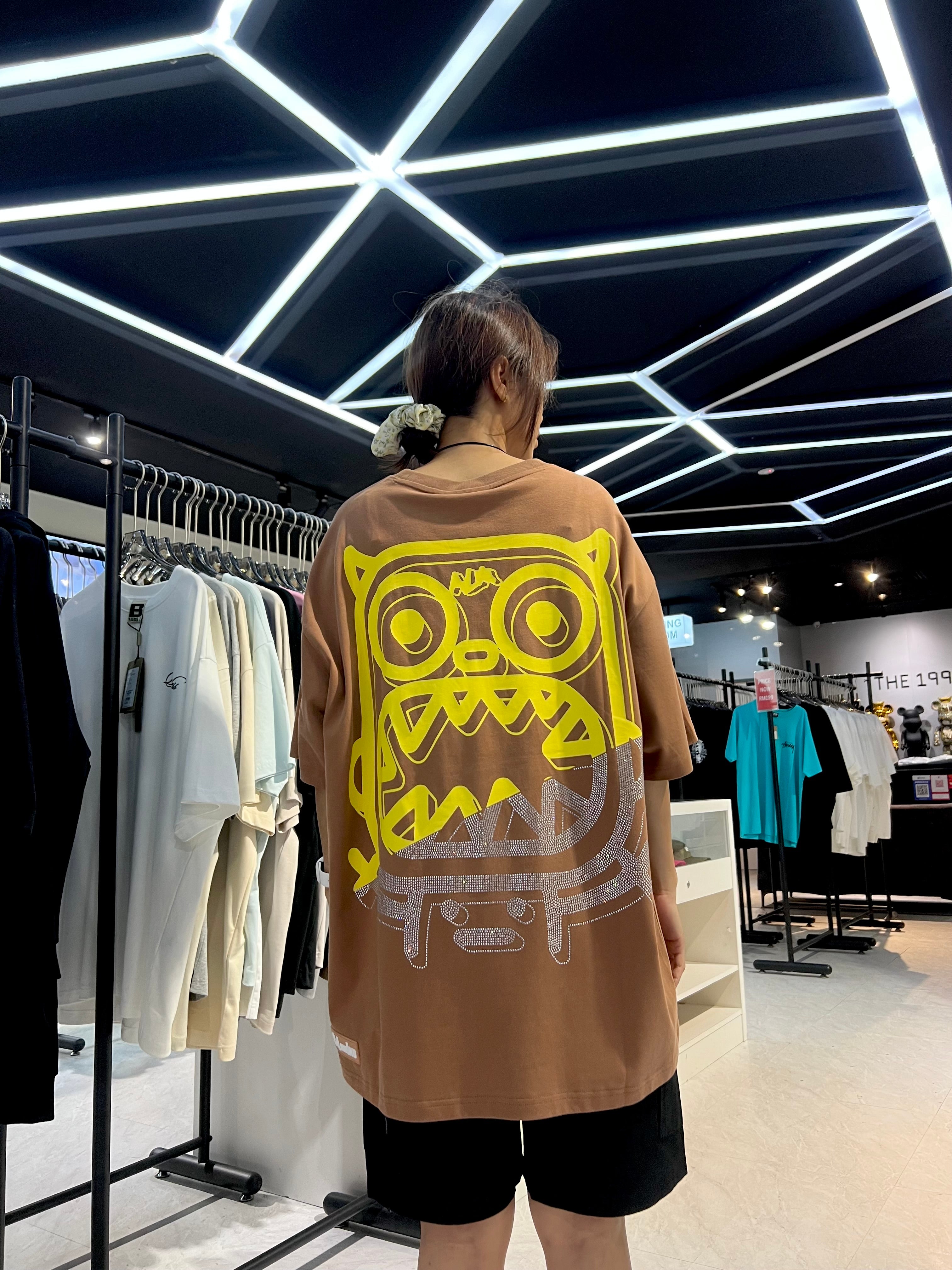 CALMMIND Half Rhinestone Tee Brown