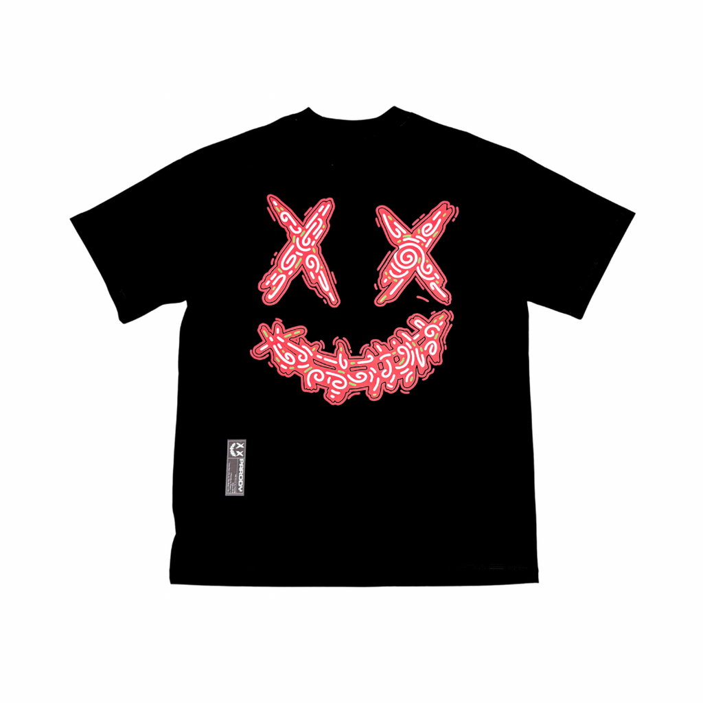 PARODY SMILEY FACE DESIGN 058 BLACK T SHIRT