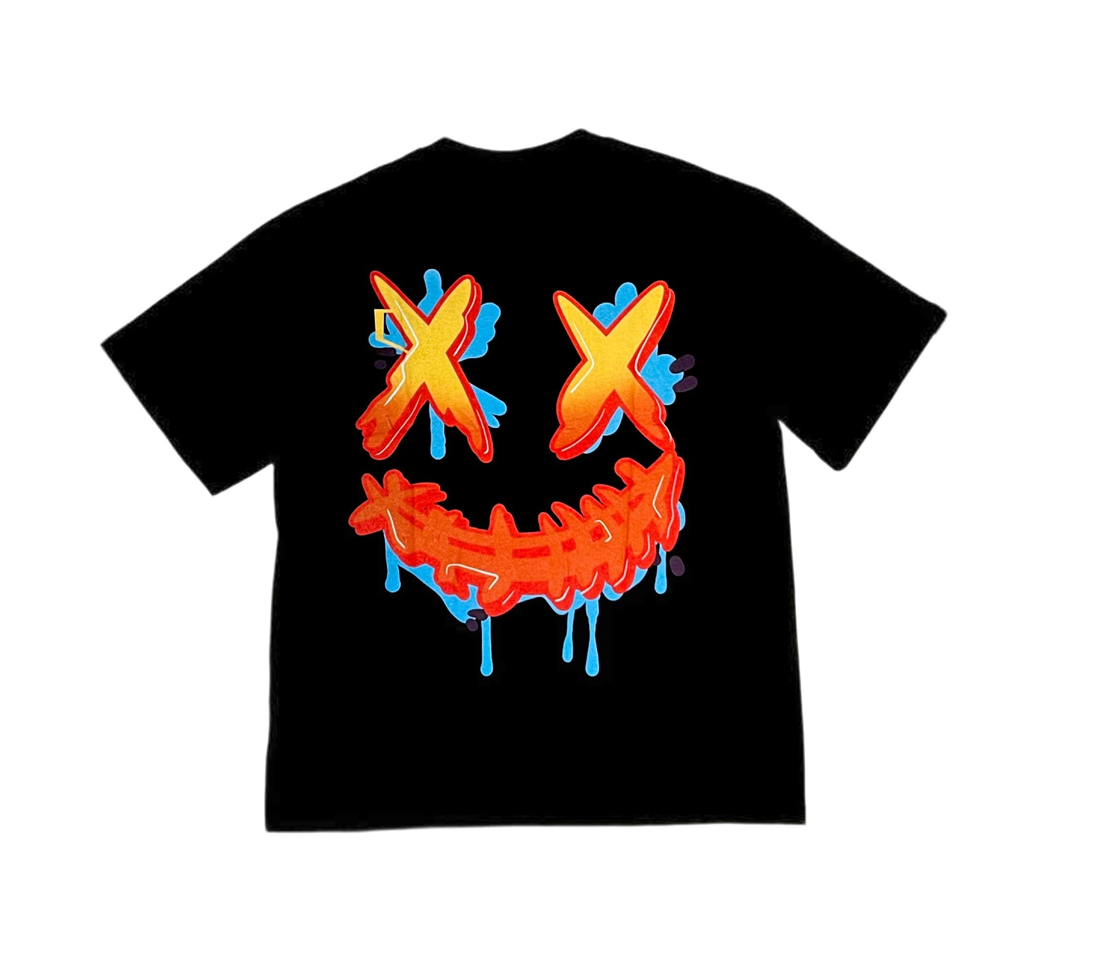 PARODY SMILEY FACE DESIGN 025 BLACK T SHIRT