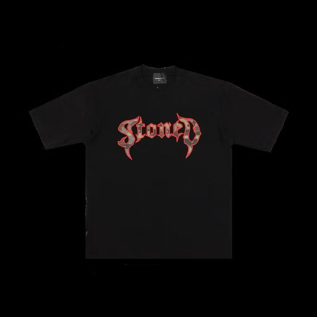 STONED & CO 25: CONSPIRACY TEE CAMO LOGO BLACK TEE
