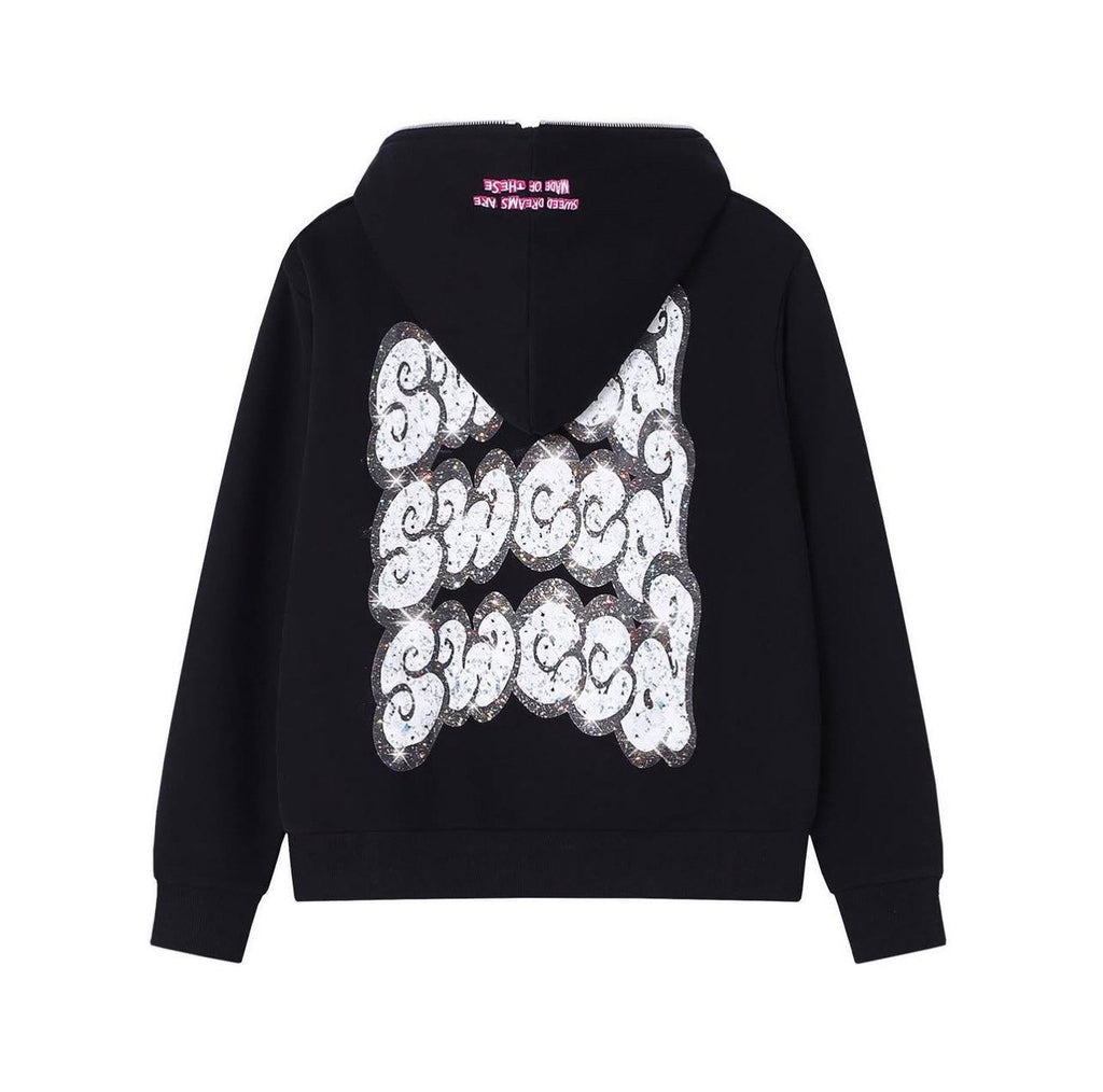 SWEED DIAMOND ZIP UP HOODIE BLACK