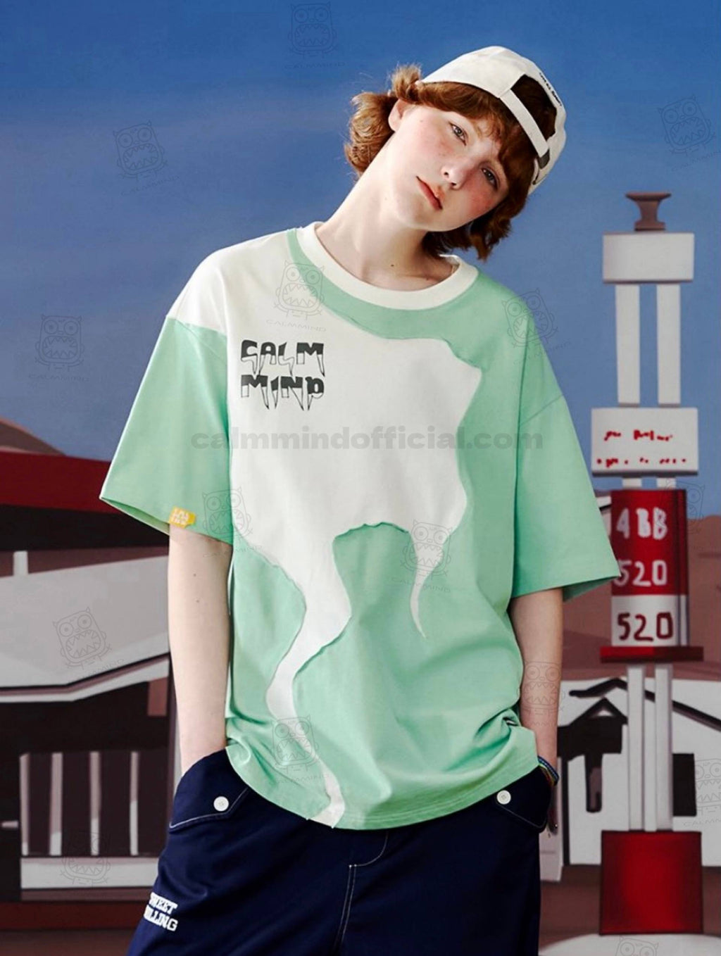 Calmmind Puzzle Monster T-shirt Green | White