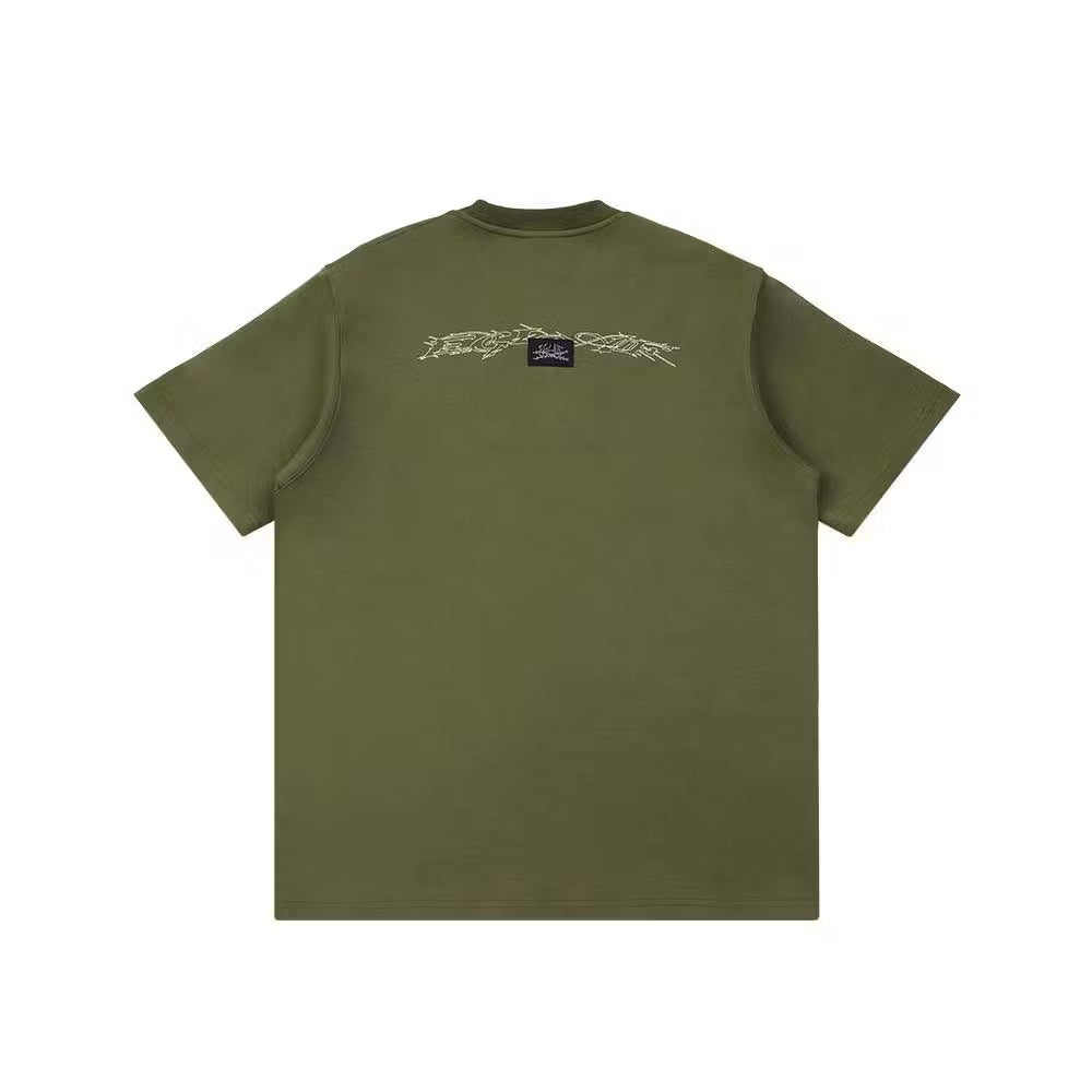 EGLAF THORNSCRIPT TEE OLIVE GREEN