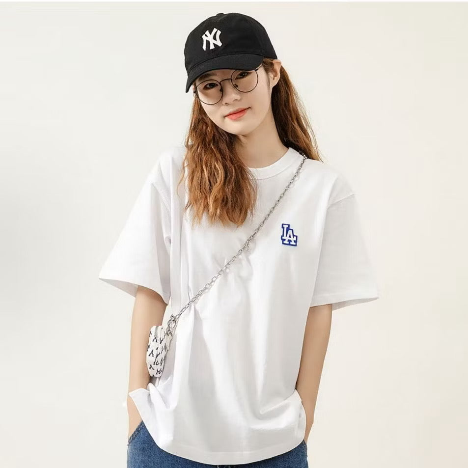MLB LA BLUE MONOGRAM LOGO WHITE TEE