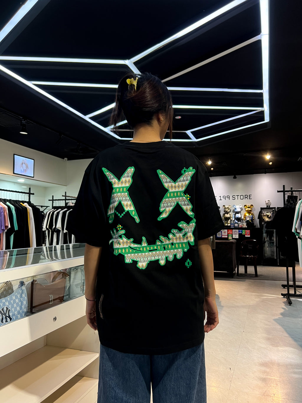 RICKYISCLOWN GEOMETRY GREEN BOHO CLOWN TEE BLACK