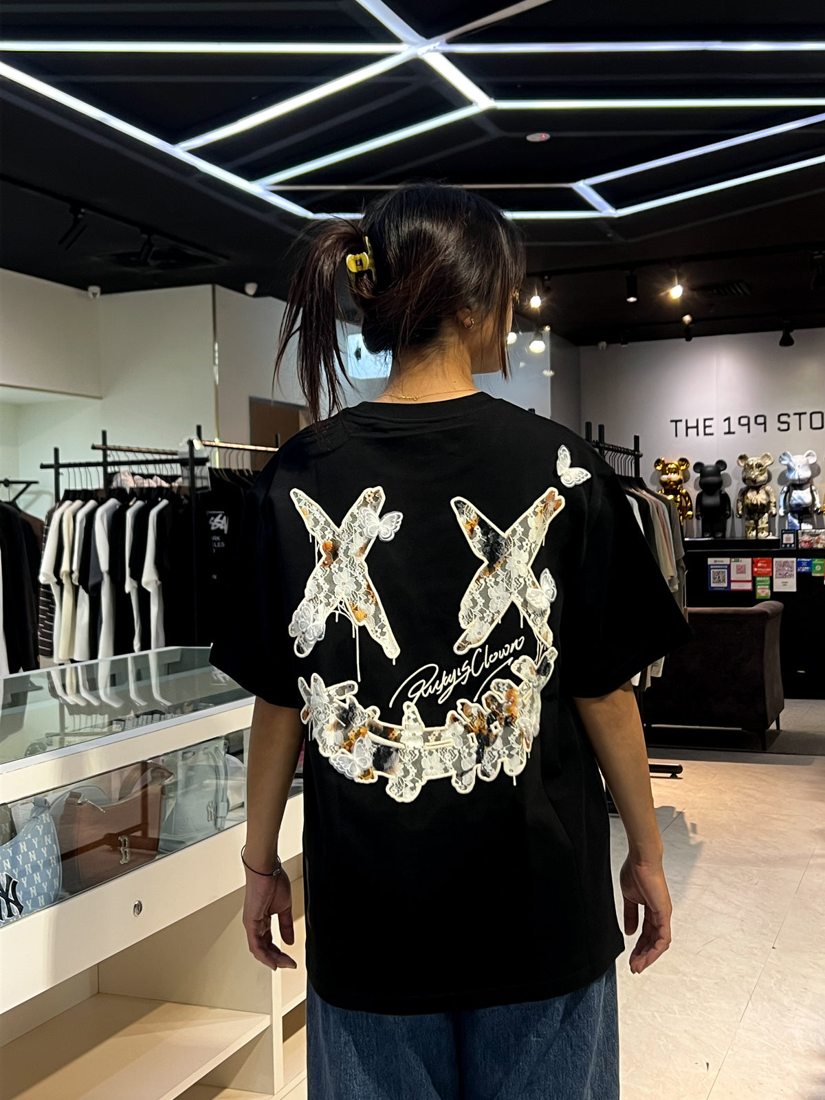 RICKYISCLOWN 3D BUTTERFLY LACE CLOWN  TEE BLACK