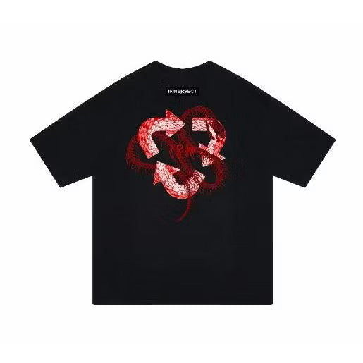 INNERSECT TRIANGLE RED SNAKE BLACK T SHIRT