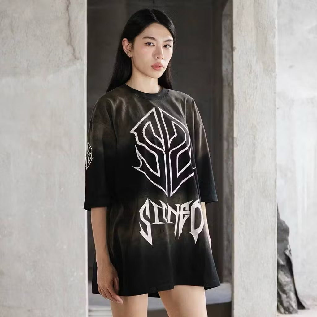 STONED WBB25: SS METAL TEE WASHED BLACK