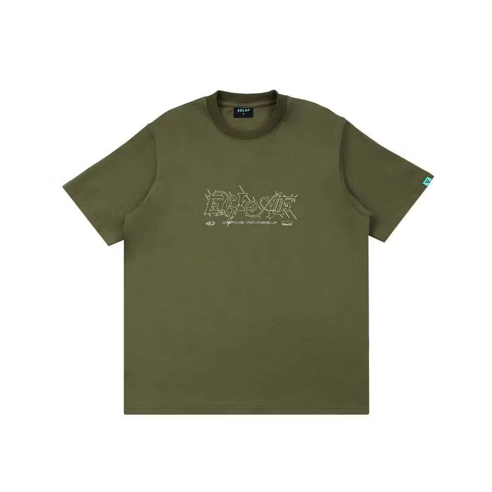 EGLAF THORNSCRIPT TEE OLIVE GREEN