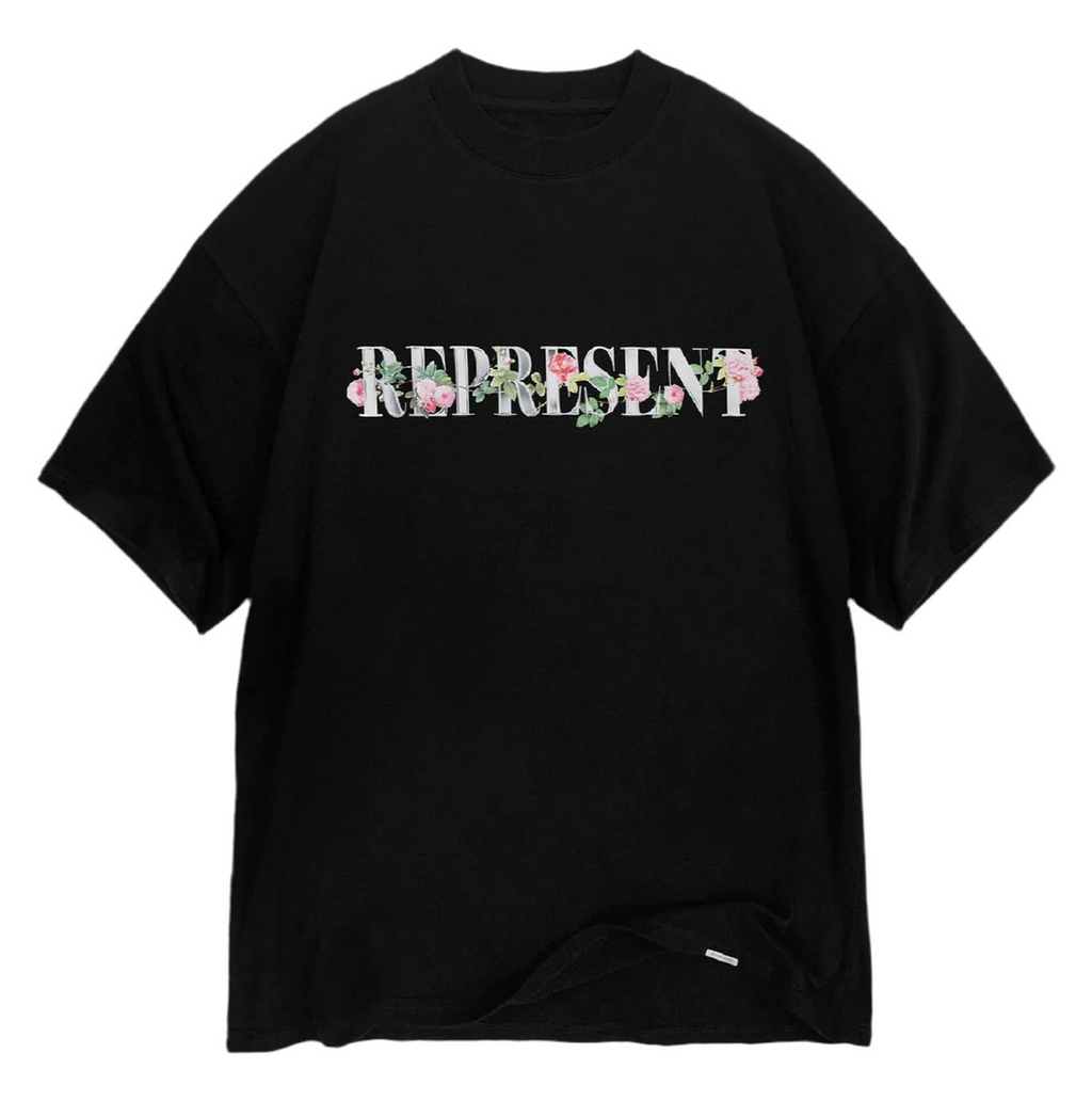 REPRESENT BLACK FLORAL R TEE