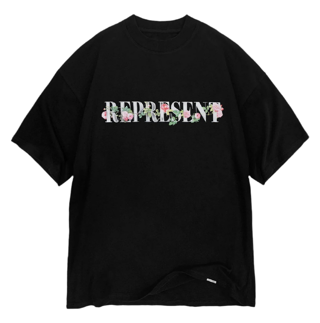 REPRESENT BLACK FLORAL R TEE
