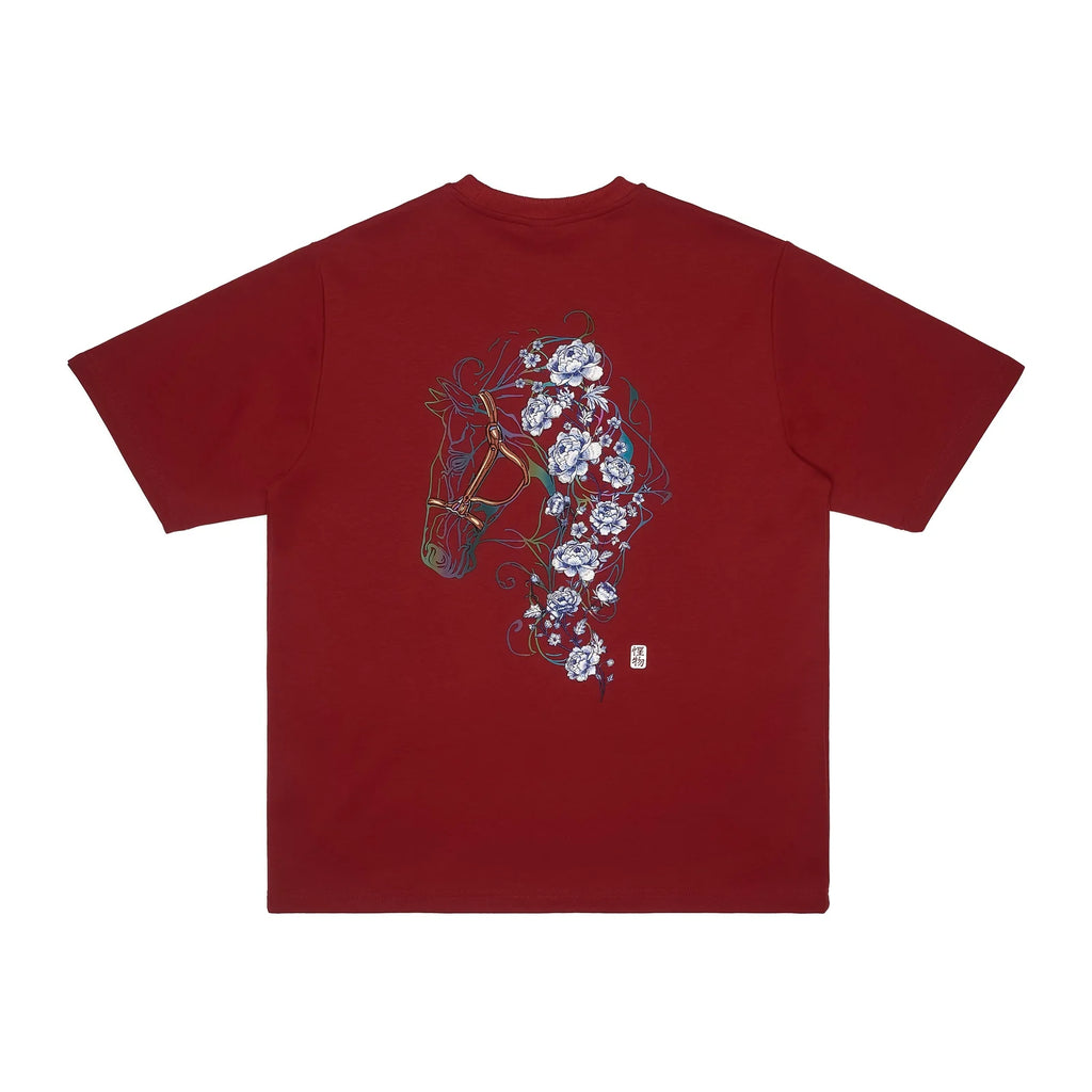 MONZTR FLORAL STALLION TEE BURGUNDY