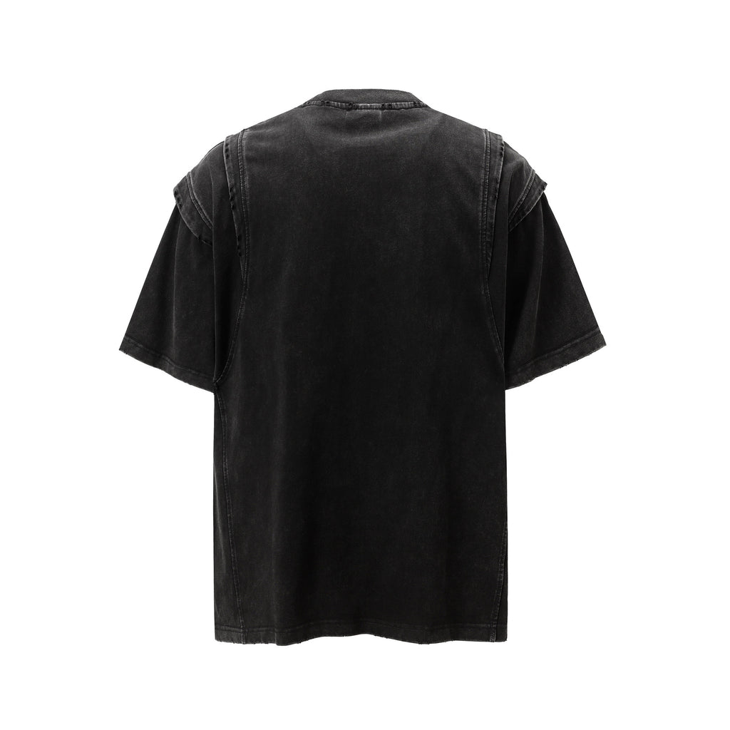 FOLDED DISTRESS T SHIRT BLACK