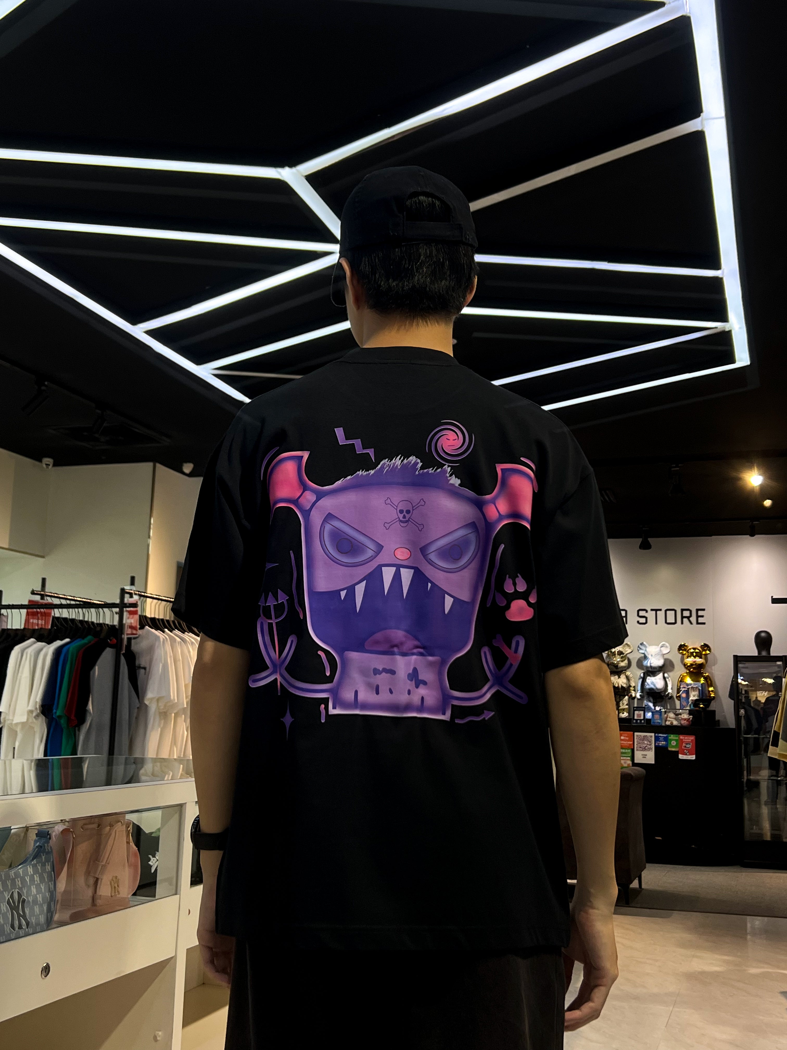MINDLESS SKELETON PURPLE LOGO TEE BLACK