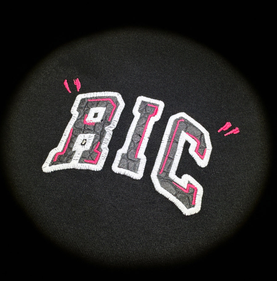 RICKYISCLOWN CROCODILE SKIN BLACK LOGO BLACK T SHIRT
