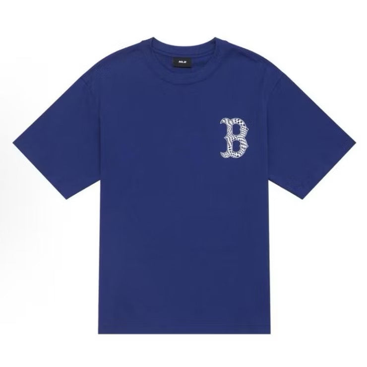MLB LA BOSTON B BLUE MONOGRAM LOGO WHITE TEE