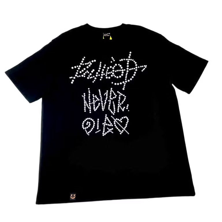 RICKYISCLOWN MARBLE PEARL BLACK TEE