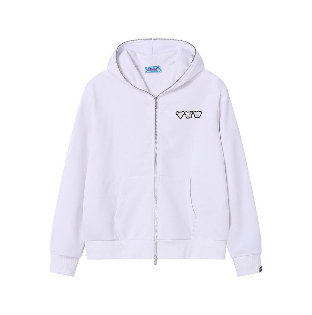 SWEED DIAMOND ZIP UP HOODIE WHITE